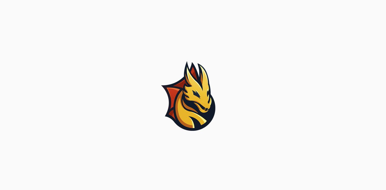 dragon logo bitguard logo golden yellow powerful mascot 